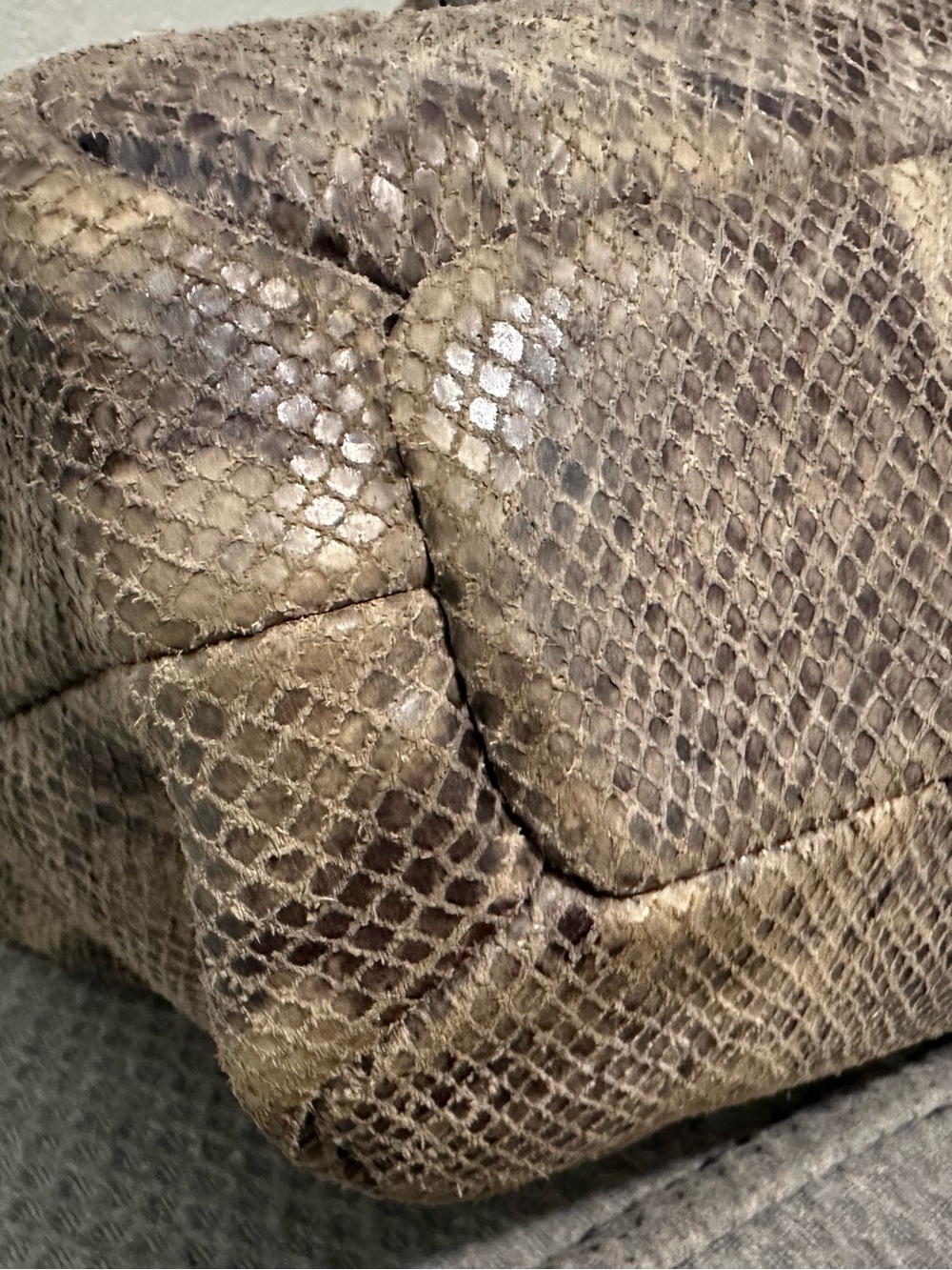 Coach Campbell Snakeskin Embossed Leather Larger Satchel with Top Handles - Picture 13 of 16